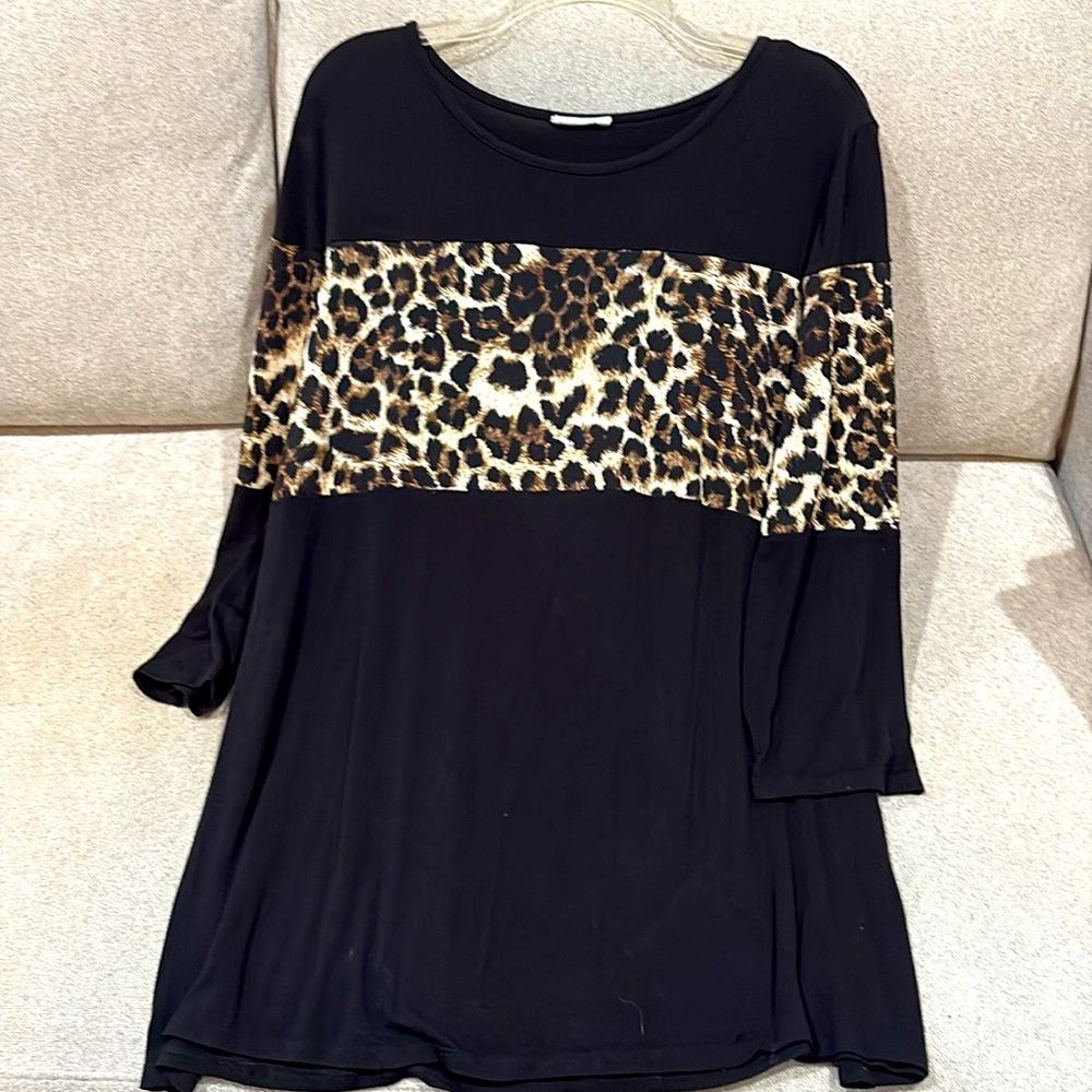 Leopard Print Black Women's Top